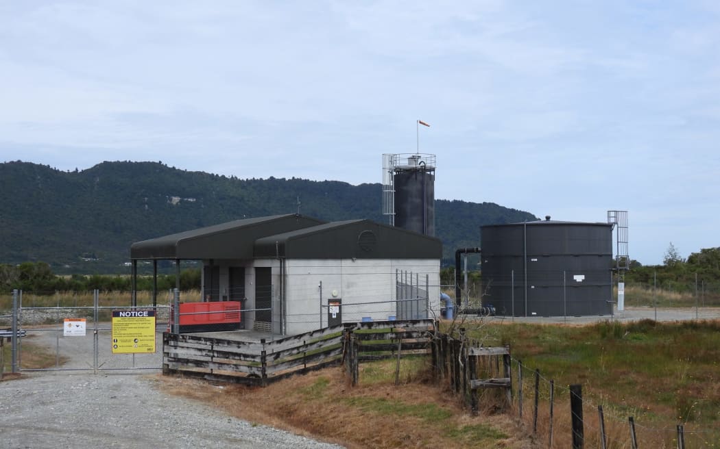 The Grey District Council Coal Creek water plant, looking west towards Greymouth.