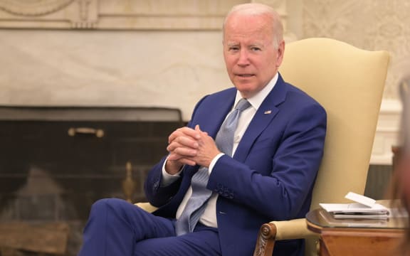 US President Joe Biden at White House during meeting with Jacinda Ardern
