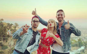Joel Little (right) with Jack Antonoff and Taylor Swift, September 4, 2019.