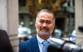 Advance NZ co-leader Billy Te Kahika outside the High Court at Auckland.
