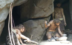 A museum display of a Neanderthal tribe.