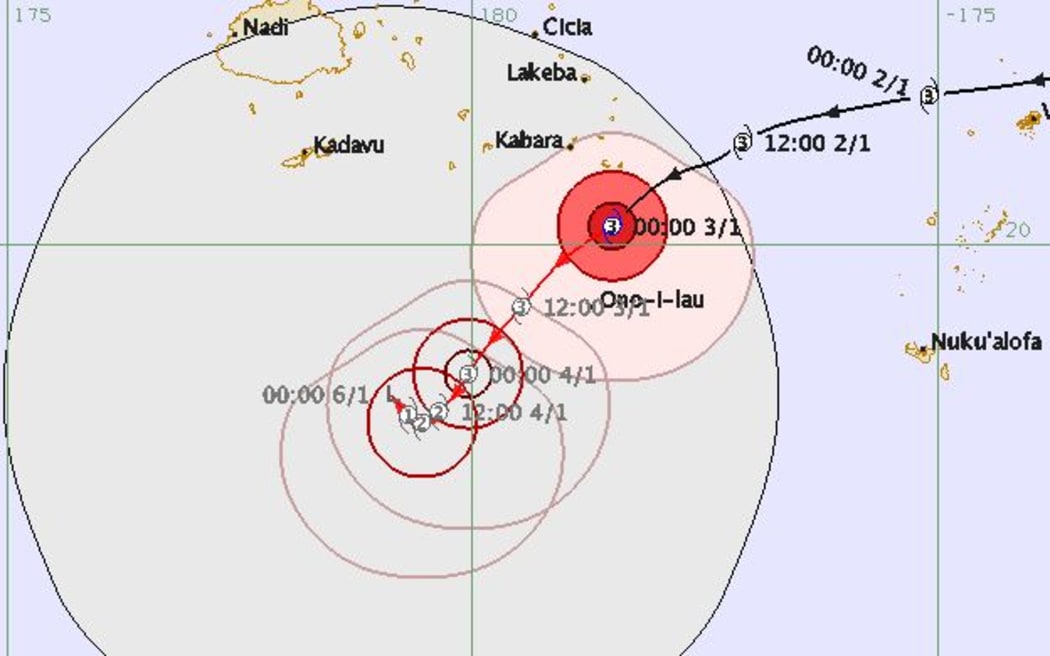 Cyclone Ula tracking map.