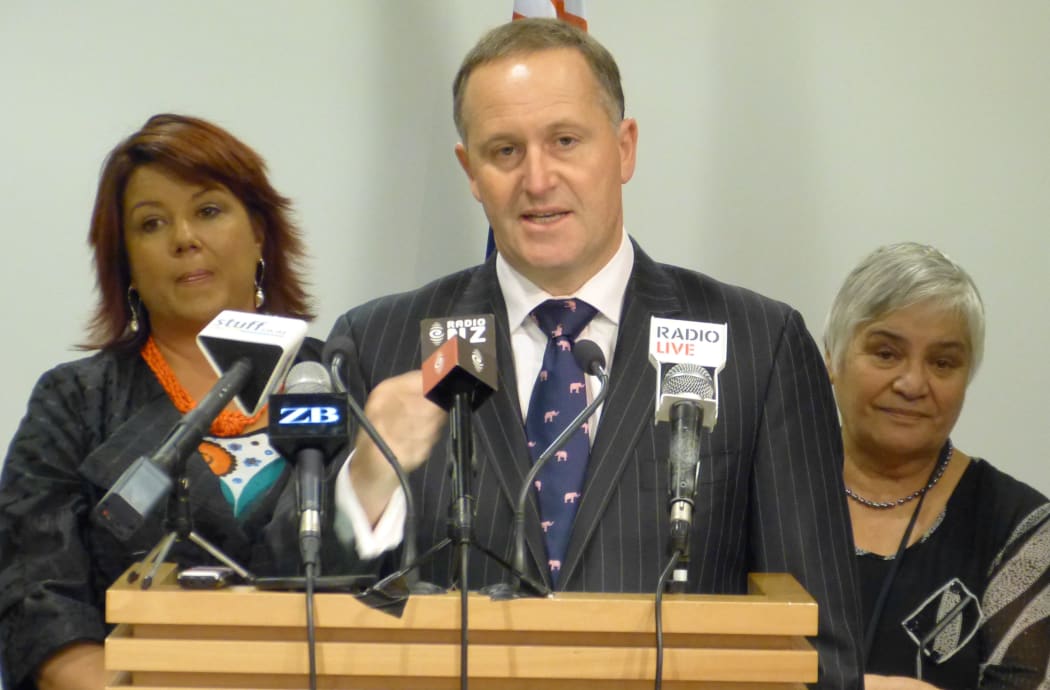 John Key with ministers Paula Bennett, at left, and Tariana Turia.