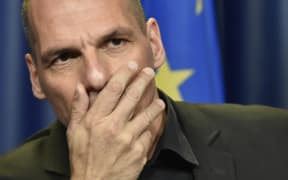 Greek Finance Minister Yanis Varoufakis at a press conference during a Eurogroup meeting at EU headquarters in Brussels in June 2015.