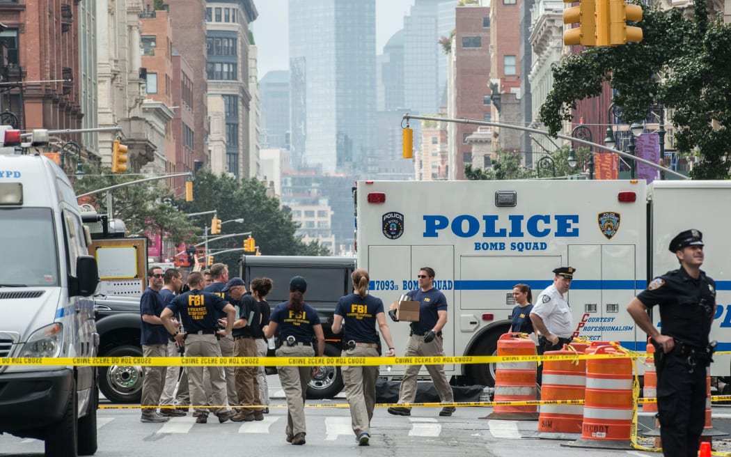 Police and FBI at the scene of the bombing.
