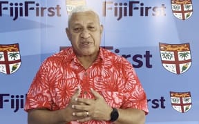 Former Fiji PM Frank Bainimarama announcing his resignation.