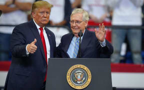 LEXINGTON, KY - NOVEMBER 04: U.S. President Donald Trump stands with Senate Majority Leader Mitch McConnell during a campaign rally at the Rupp Arena on November 4, 2019 in Lexington, Kentucky.