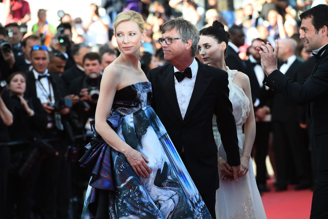 'Carol' actress Cate Blanchett (left), director Todd Haynes and fellow actress Rooney Mara arrive at the screening in Cannes.