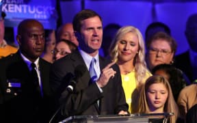 Governor-elect Andy Beshear speaks to supporters after ousting Republican Matt Bevin.