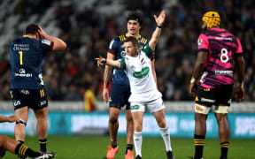 Referee Paul Williams, during the  Super Rugby Aotearoa match between the Highlanders and the Chiefs.