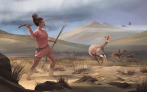 Illustration of female hunter depicting hunters who may have appeared in the Andes 9,000 years ago.