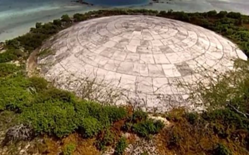 The Runit Dome was built in 1979 on Enewetak Atoll in the Marshall Islands for the temporary storage of radioactive waste generated during US military nuclear tests in the 1950s and 1960s.