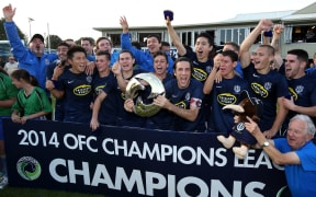 Auckland City celebrate beating Amicale FC in the final of the 2014 Oceania Champions League.
