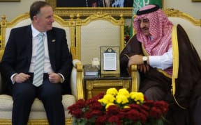 Prime Minister John Key talks to Deputy Crown Prince Mohammed Bin Naif.