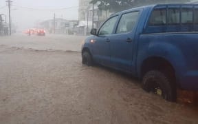 Flooding in Samoa's capital, Apia.