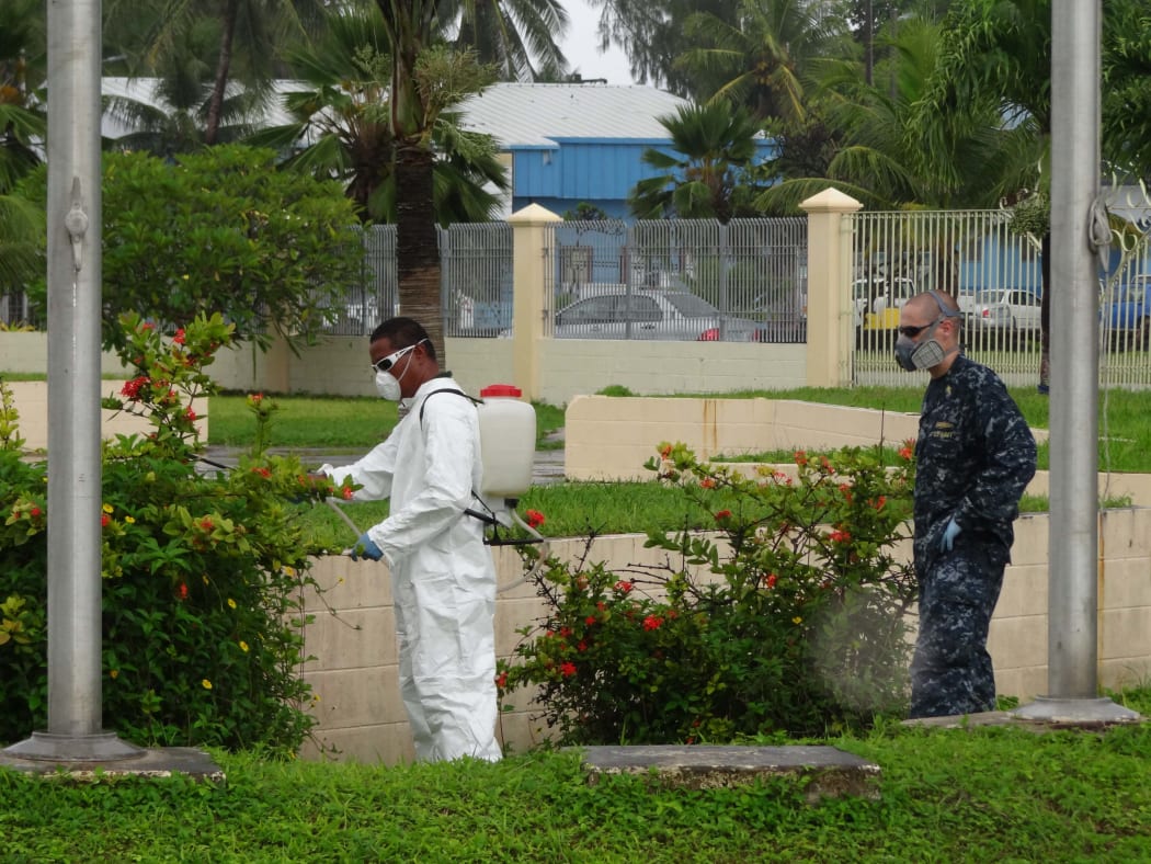 A 2011 outbreak of dengue fever in the Marshall Islands led US Navy and Marshall Islands government teams to collaborate on mosquito eradication around Majuro by spraying community areas, government buildings and homes.