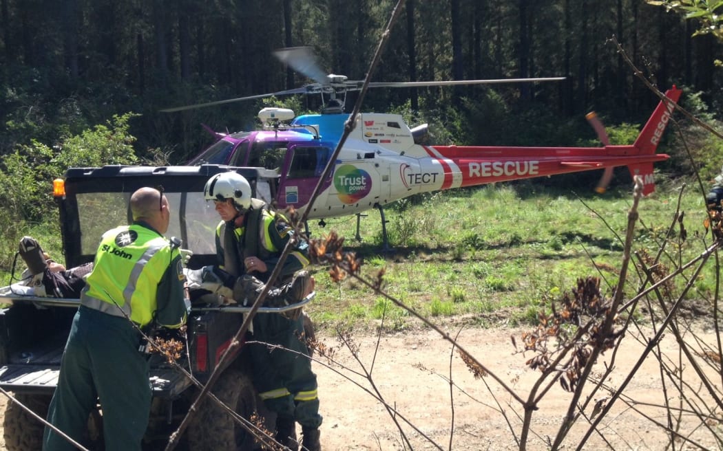 The motocross rider was airlifted to hospital.