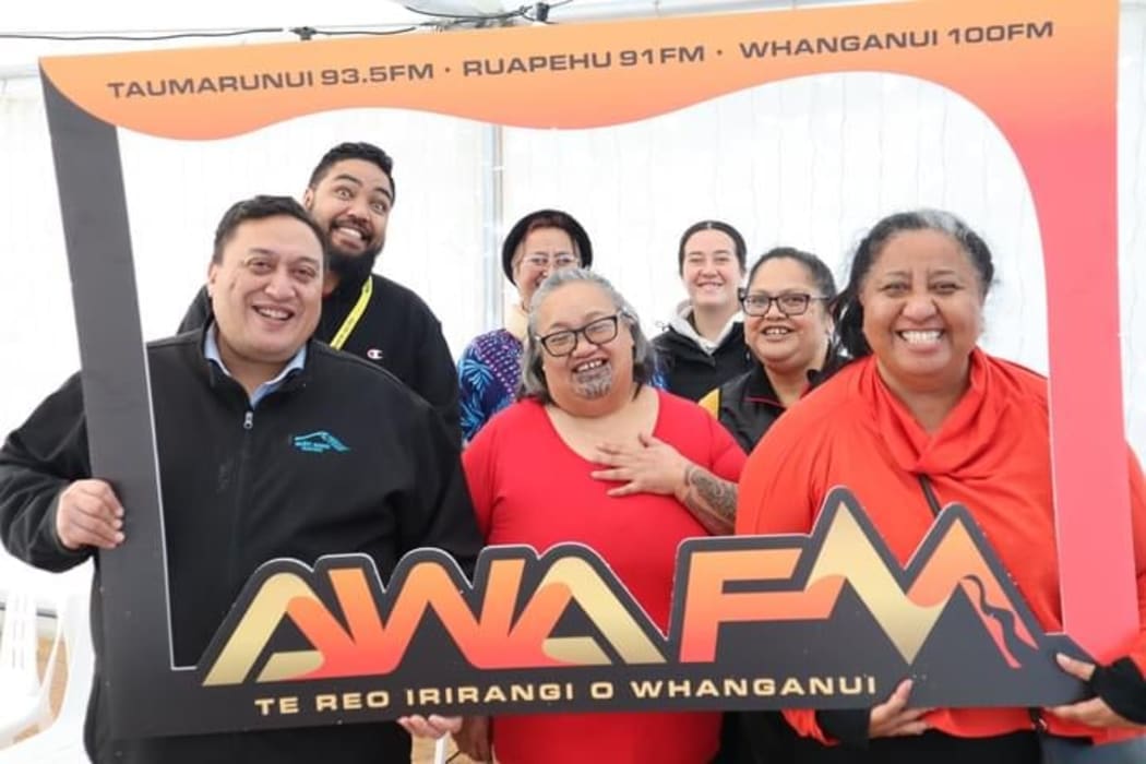 Eruera Rerekura with the crew of Awa FM