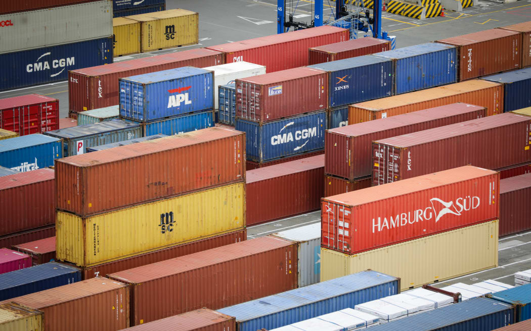 Containers being unloaded at Lyttelton Port