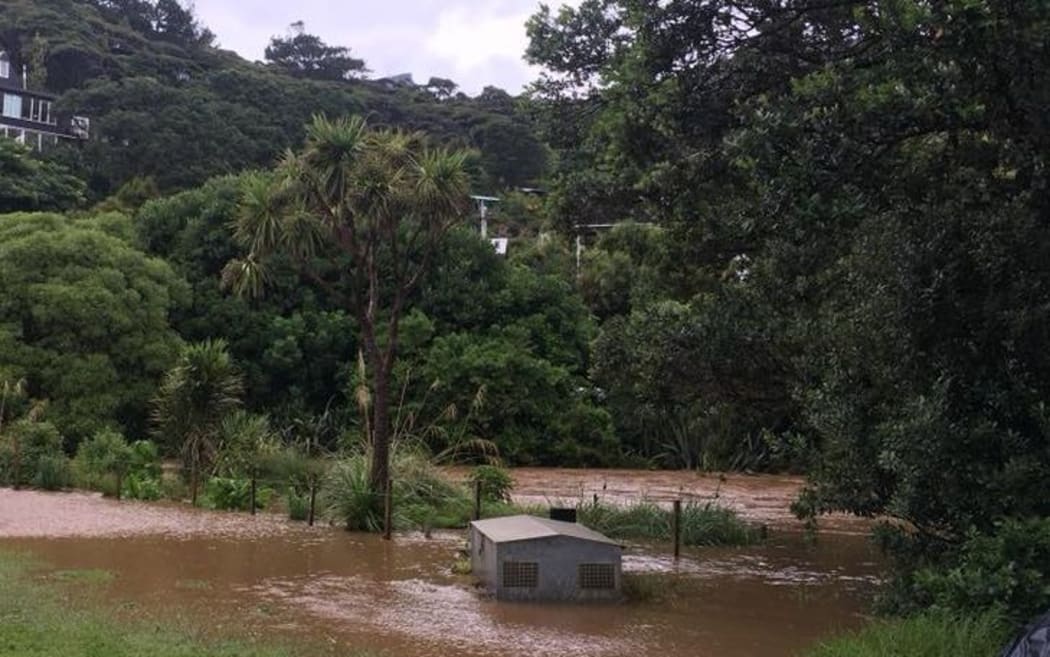 Flooded Piha camping ground