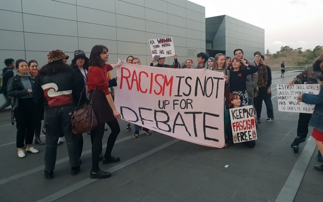 Protesters at Auckland University.
