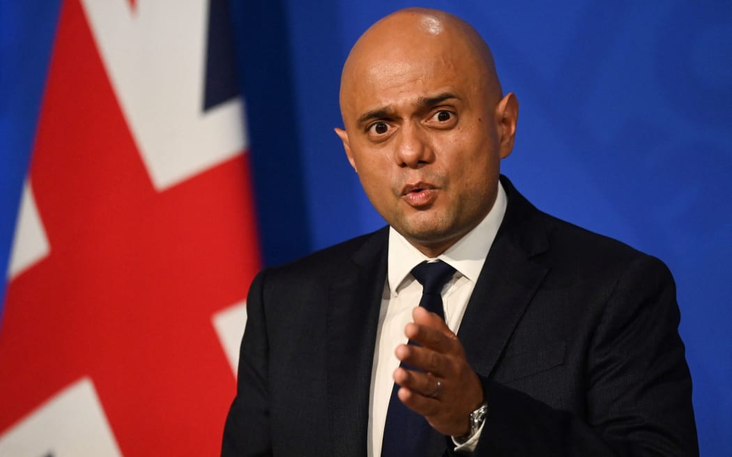 Britain's Health Secretary Sajid Javid speaks during a press conference inside the Downing Street Briefing Room in central London on October 20, 2021.