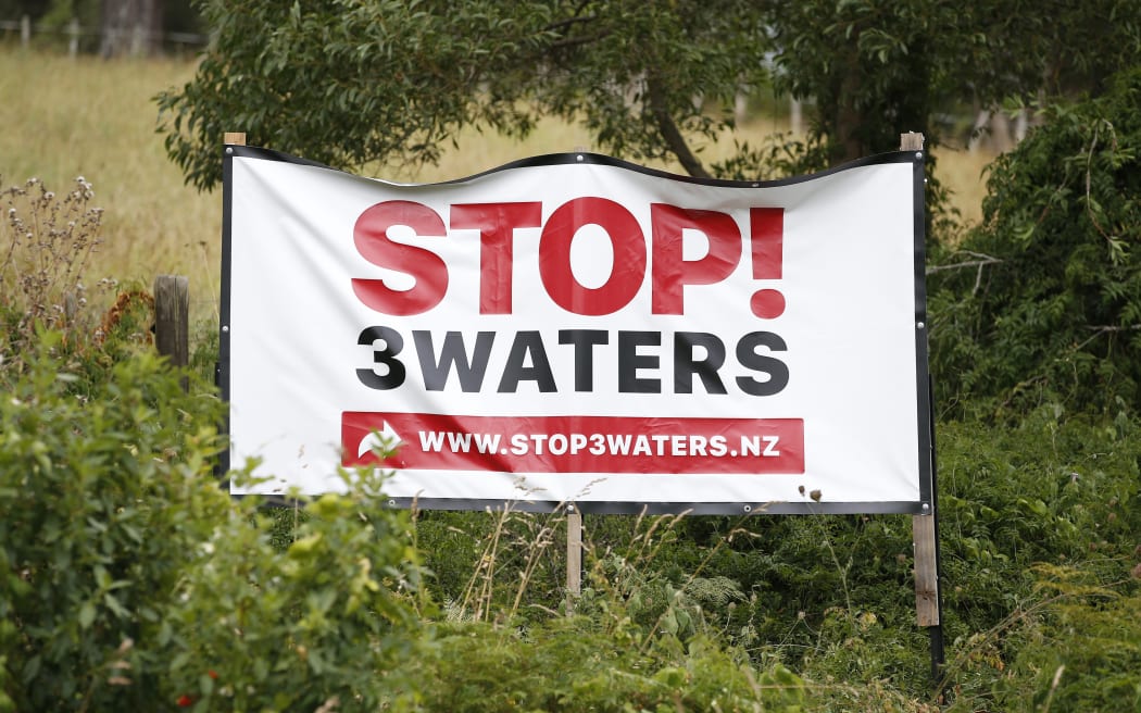 A sign of the times - opposition to government three waters restructuring in full view alongside SH1 south of Whangārei.