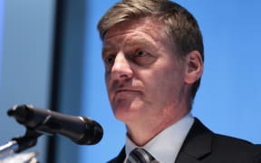 Bill English delivering the half-year financial update.