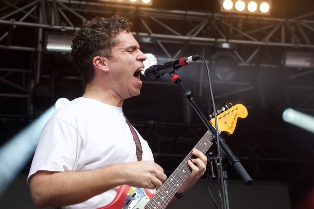 Andrew Savage of Parquet Courts performing at Laneway 2019