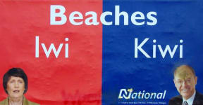 Don Brash's infamous Iwi vs Kiwi billboard.