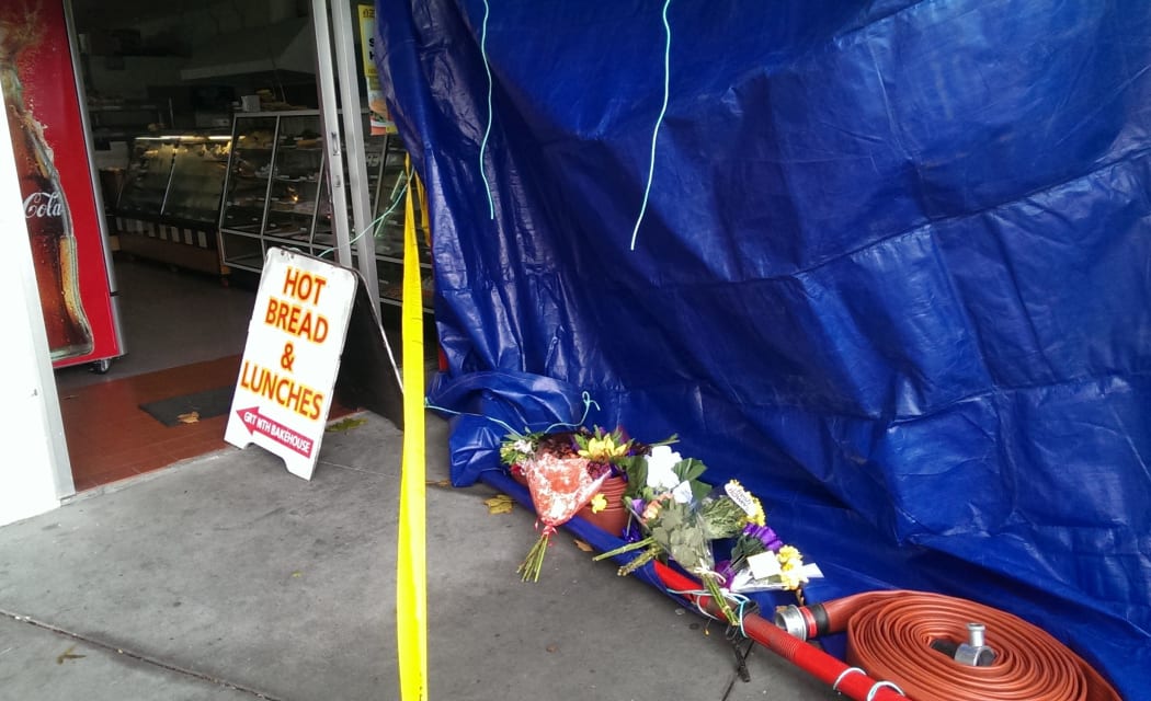 Flowers placed outside the dairy owned by Arun Kumar.