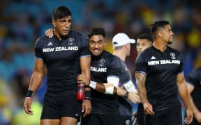 Vilimoni Koroi and Dylan Collier of New Zealand