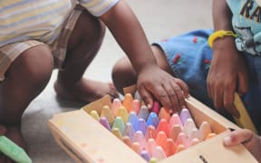 Kids with chalks