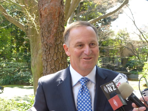Prime Minister John Key talking to reporters in Japan in Wednesday