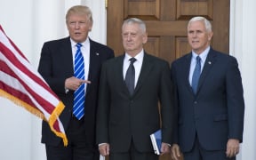 US President-elect Donald Trump with US Marines General James Mattis and Vice-President-elect Mike Pence.