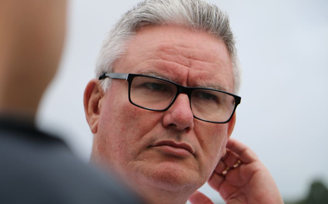 Deputy Labour Party leader Kelvin Davis speaks to media at Waitangi on 4 February 2023.