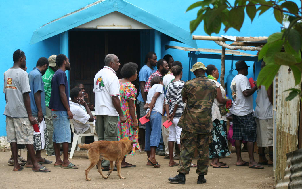 Queues at a polling booth in Vanuatu