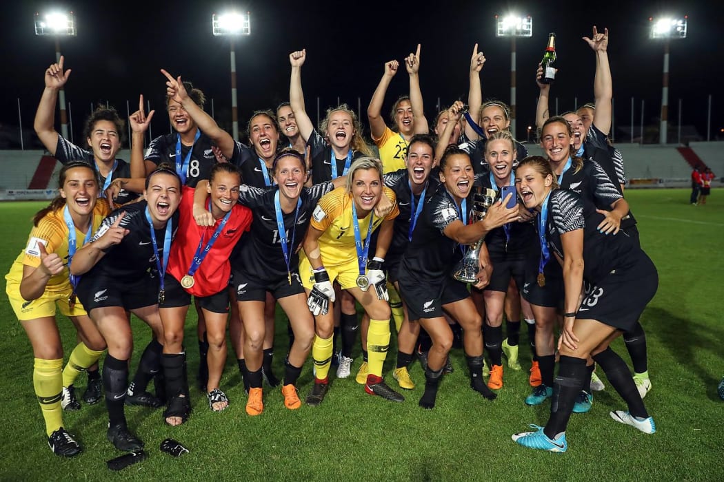 New Zealand celebrate their OFC Nations Cup win.