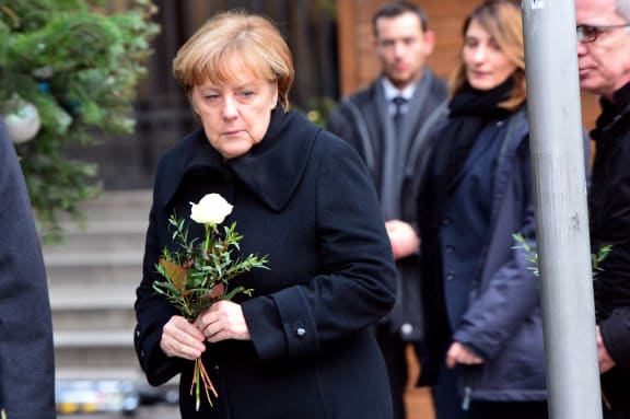 Chancellor Angela Merkel at the site of the truck attack.