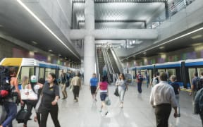 An artist's impression of an underground station on the City Rail Link, which will be built under QE2 Square.