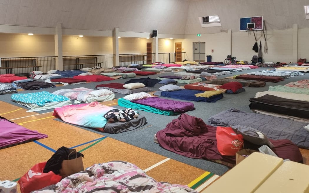 Mattresses on the floor of the Flaxmere Community Centre.