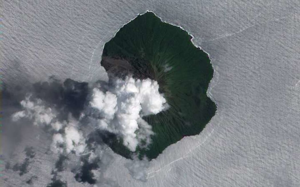 A satellite image of Tinakula, Solomon Islands, taken in 2012.
