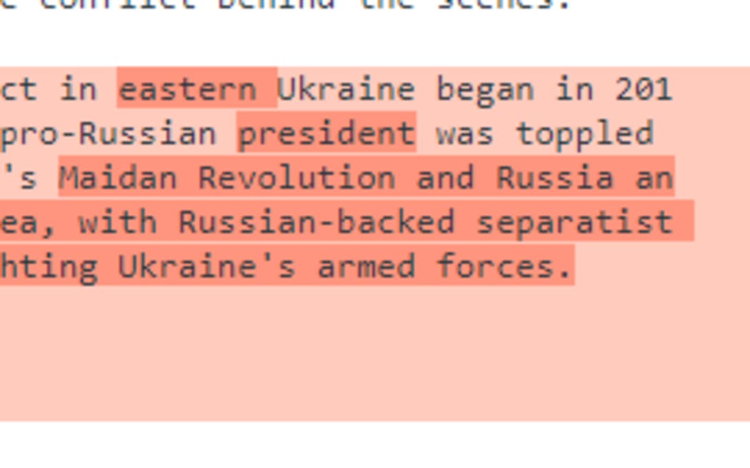RNZ's edits to a story about an escalation in the war in Ukraine.