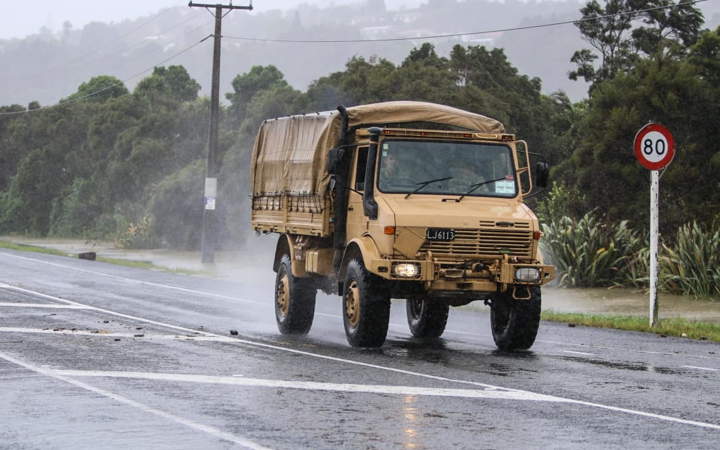 Defence force unimog makes its way into Northland.