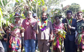 Don Polye with candidates John Pakua Ngawa and William Bill Gare in Talasea, WNB