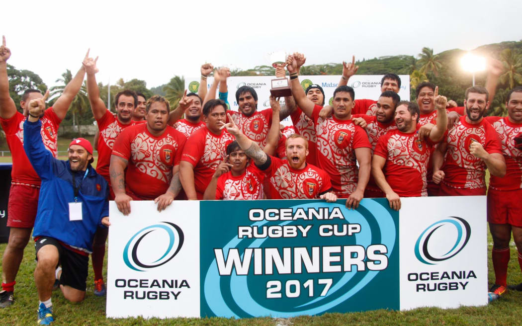 Tahiti celebrate winning the 2017 Oceania Cup.