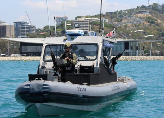 US Coastguard on watch near APEC Haus in Port Moresby