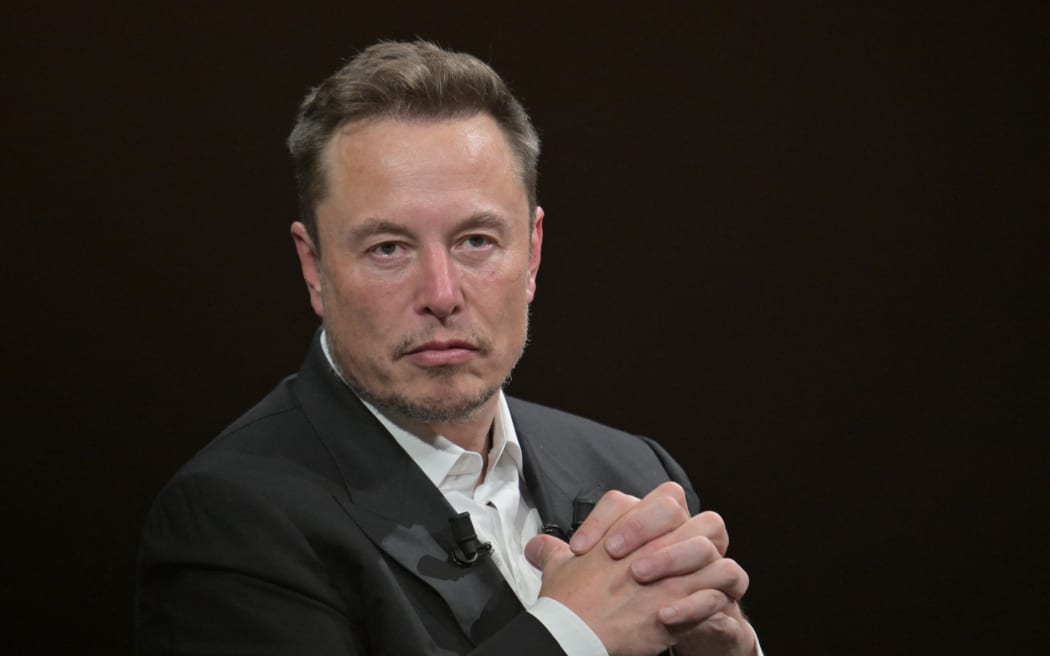 SpaceX, Twitter and electric car maker Tesla CEO Elon Musk looks on as he speaks during his visit at the Vivatech technology startups and innovation fair at the Porte de Versailles exhibition center in Paris, on June 16, 2023. (Photo by Alain JOCARD / AFP)