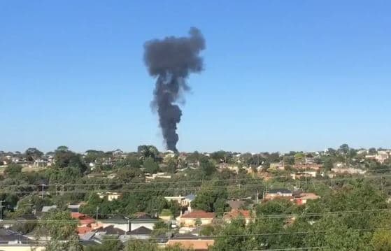smoke from the melbourne plane crash scene