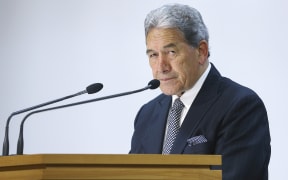 Deputy Prime Minister Winston Peters speaks to media during a press conference on Budget 2020 delivery day at Parliament May 14, 2020 in Wellington, New Zealand.